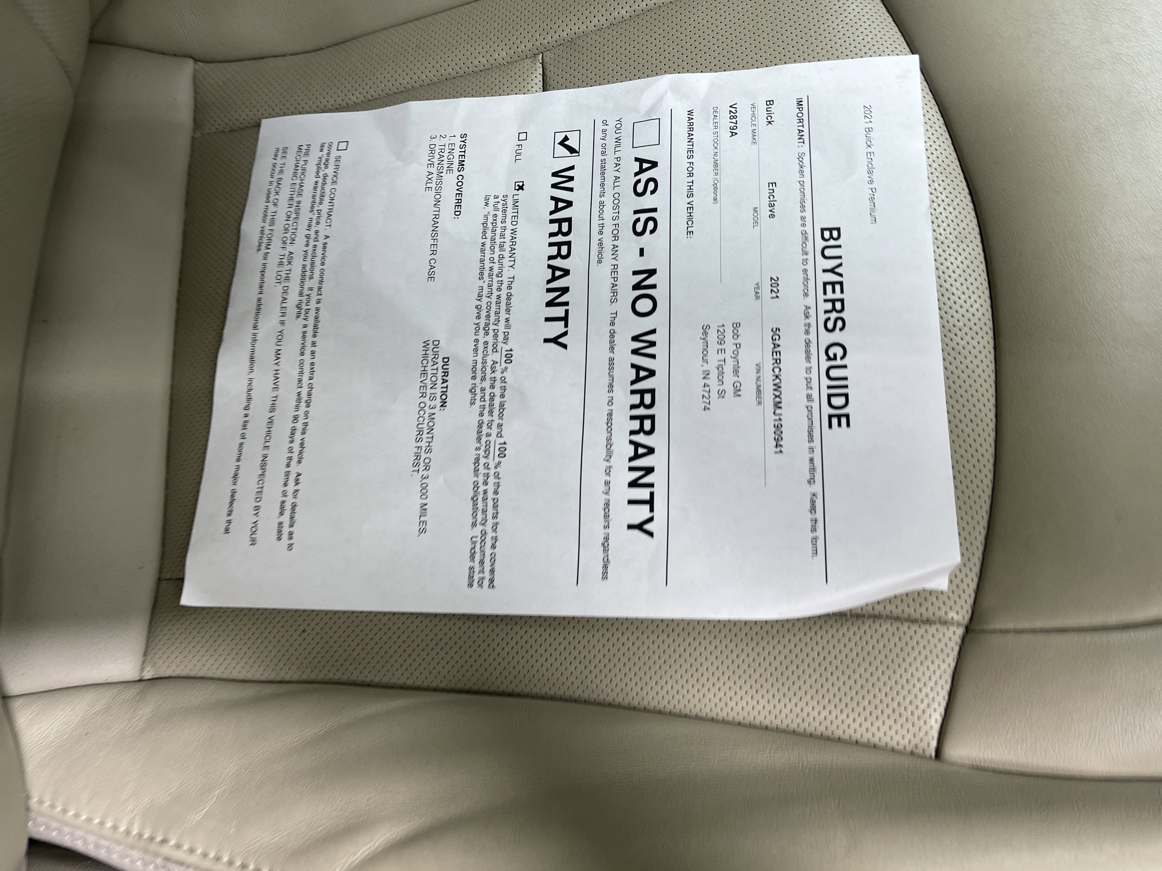 Used 2021 Buick Enclave Premium w/ Sun and Sites Package FWD image 27