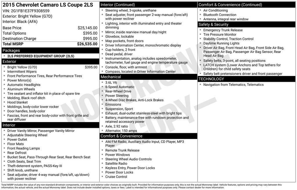 Used 2015 Chevrolet Camaro LS image 26