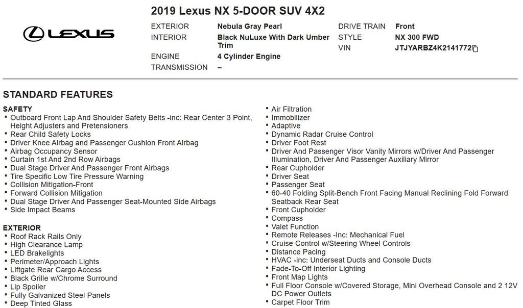 Used 2019 Lexus NX 300 FWD w/ Comfort Package image 16