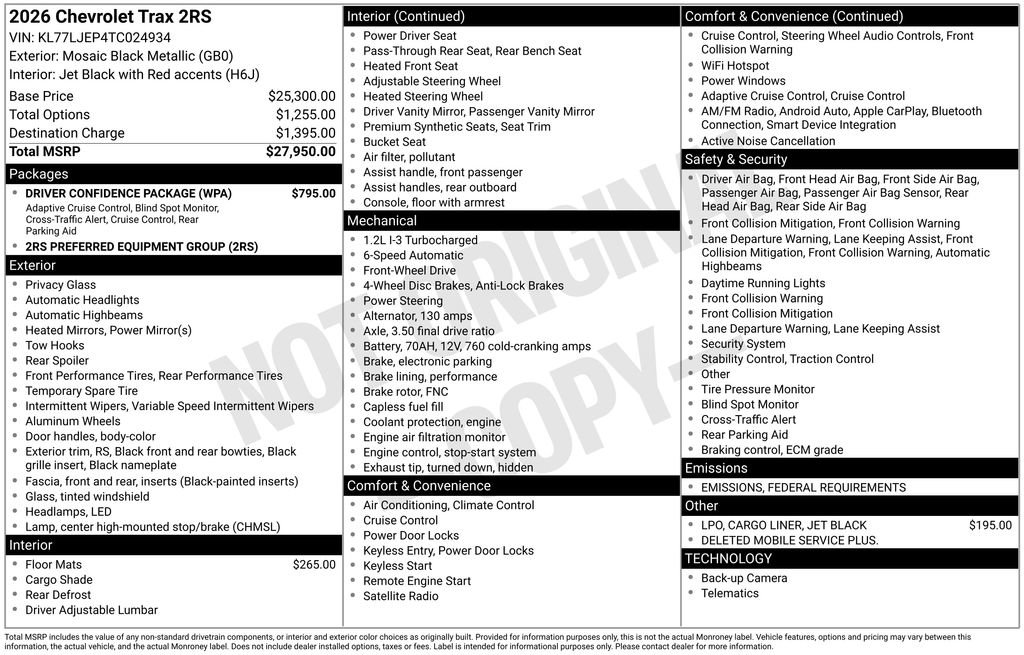New 2026 Chevrolet Trax RS w/ Driver Confidence Package image 10