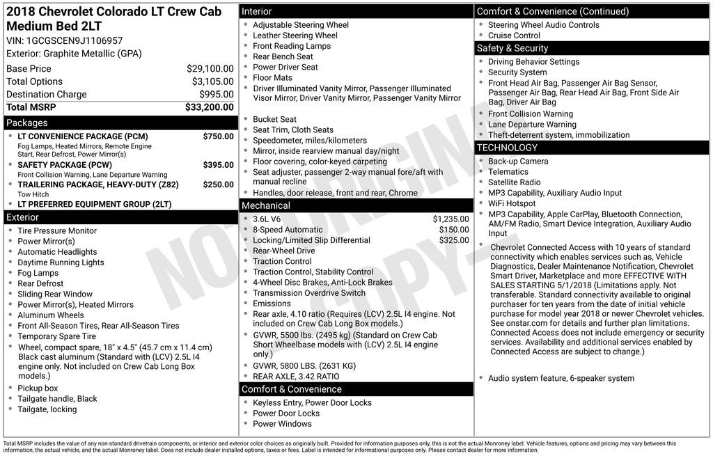 Used 2018 Chevrolet Colorado LT w/ LT Convenience Package RWD image 9