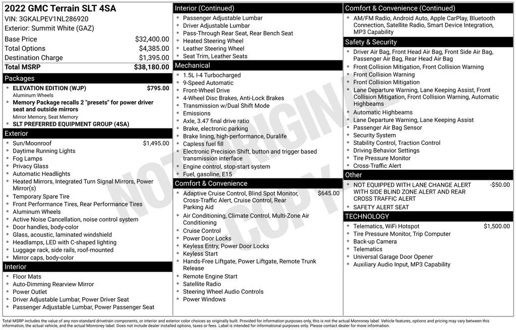 Used 2022 GMC Terrain SLT w/ Elevation Edition FWD image 47