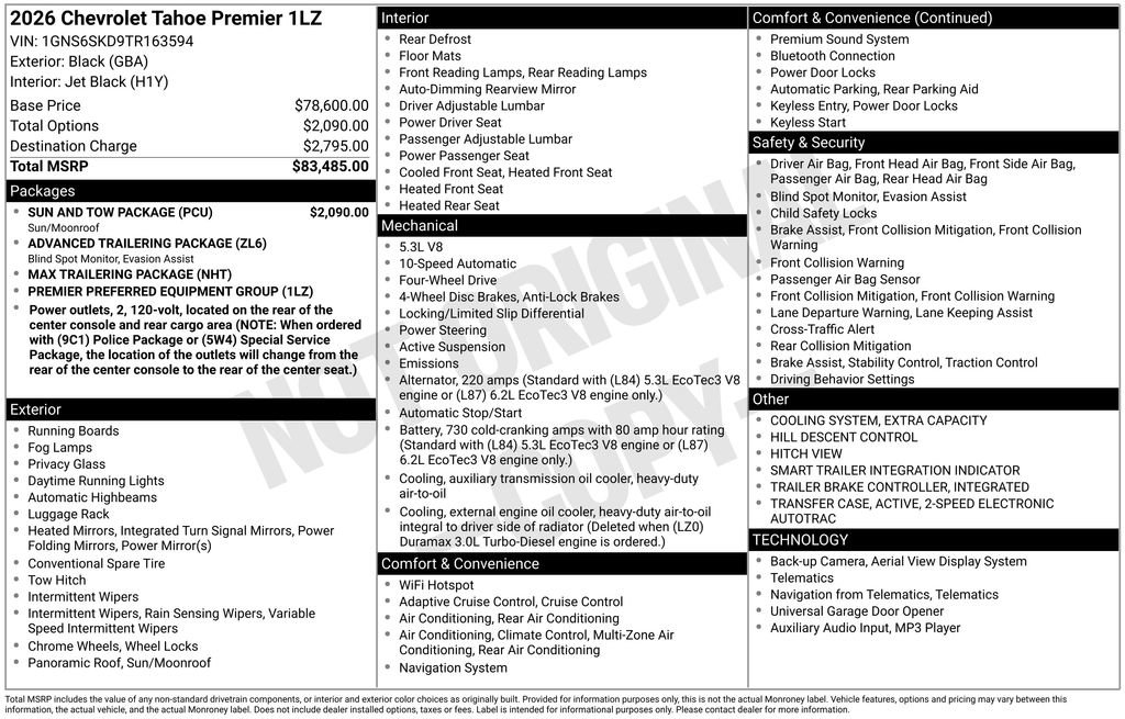 New 2026 Chevrolet Tahoe Premier w/ Sun And Tow Package image 40
