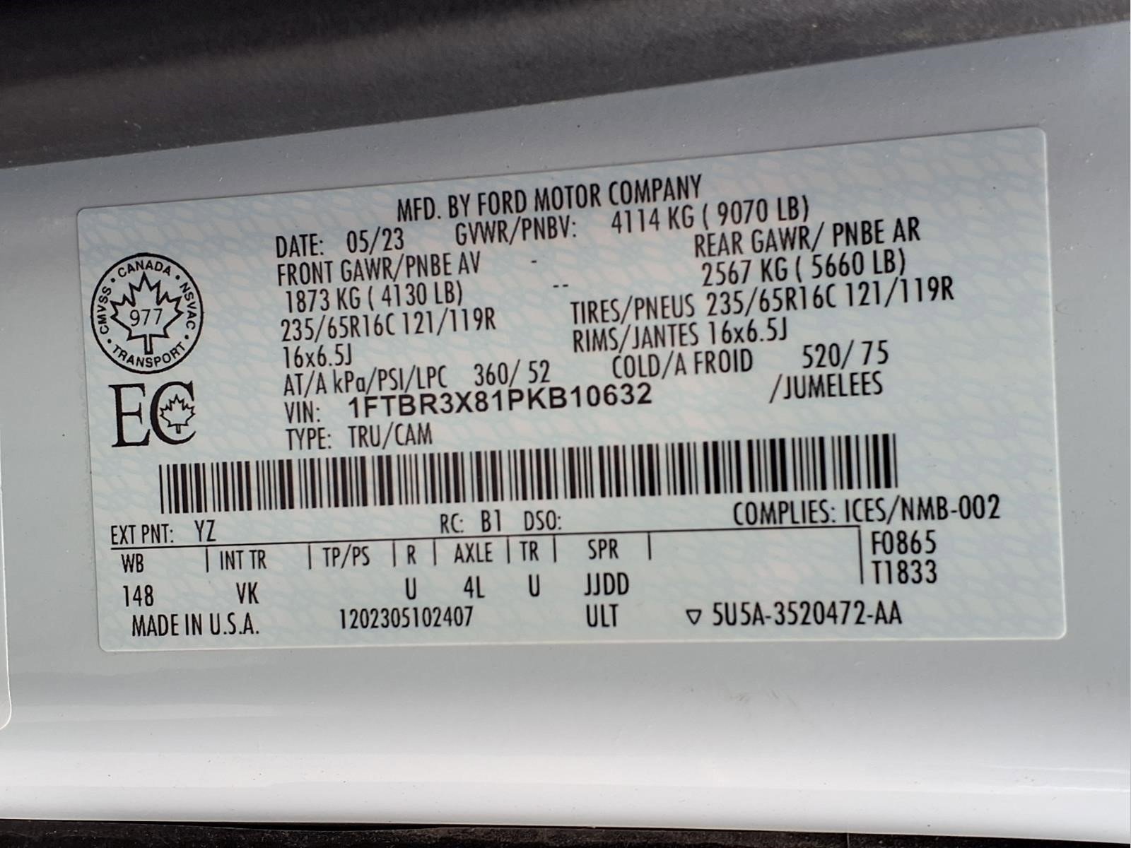 Used 2023 Ford Transit 250 148 High Roof Extended w/ Load Area Protection Package RWD image 25