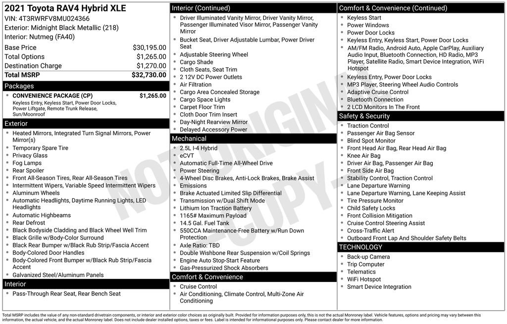 Used 2021 Toyota RAV4 XLE w/ Convenience Package image 2