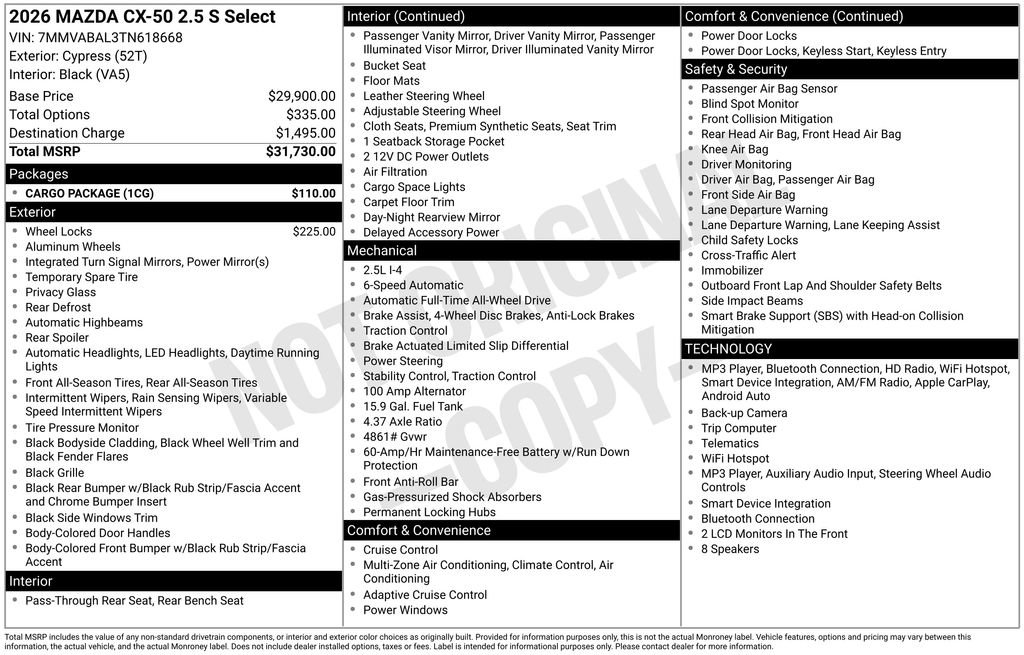 New 2026 MAZDA CX-50 AWD 2.5 S w/ Cargo Package image 37