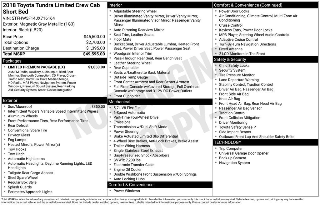 Used 2018 Toyota Tundra Limited w/ Limited Premium Package image 49