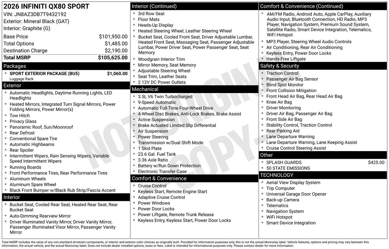 Certified 2026 INFINITI QX80 4WD w/ Sport Exterior Package image 33
