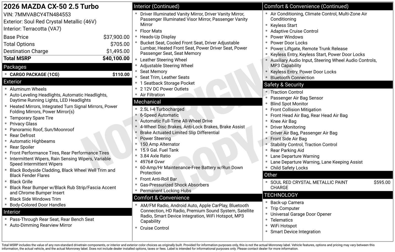 New 2026 MAZDA CX-50 AWD 2.5 S w/ Cargo Package image 4