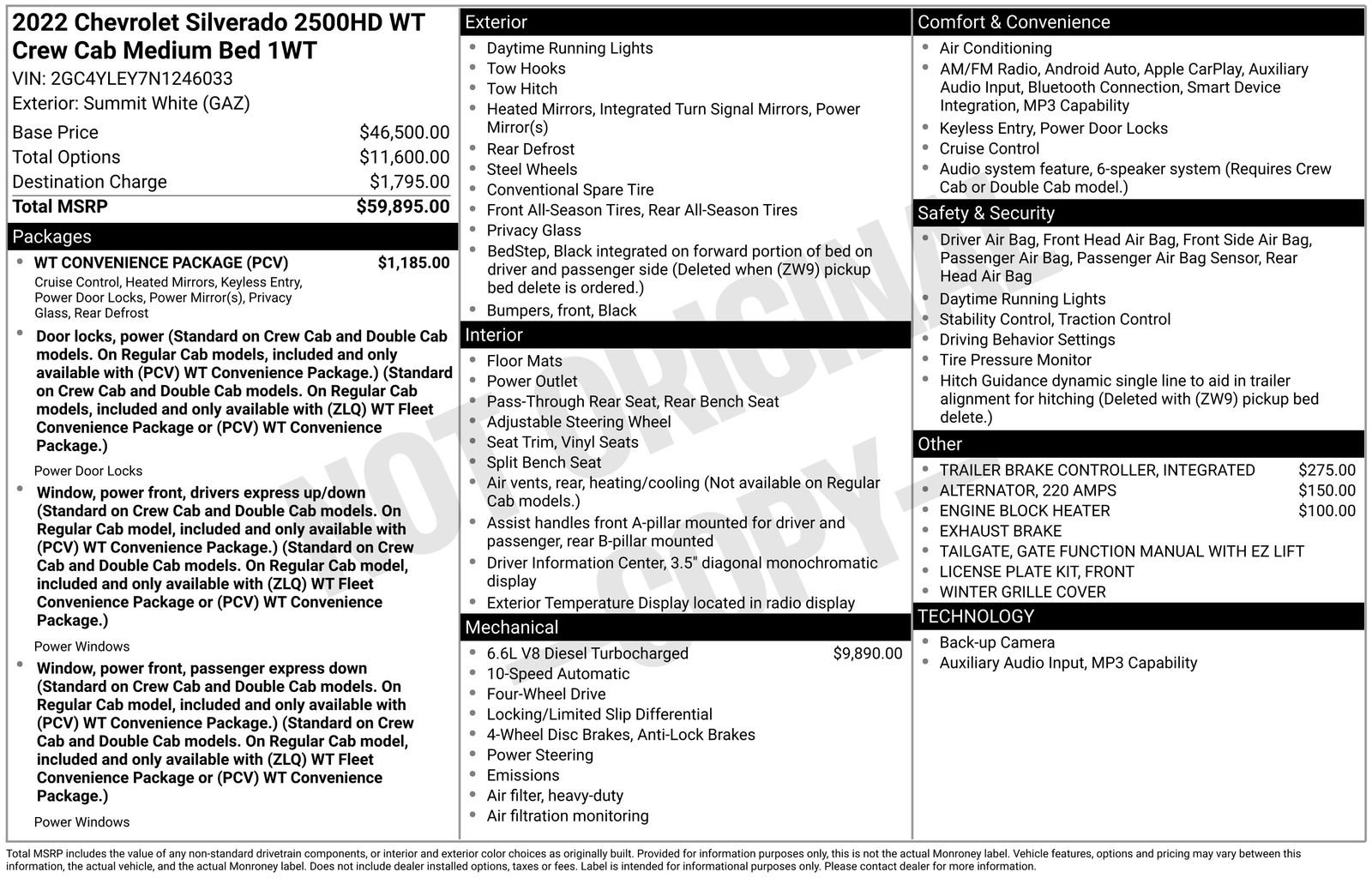 Used 2022 Chevrolet Silverado 2500 W/T w/ WT Convenience Package AWD/4WD image 28