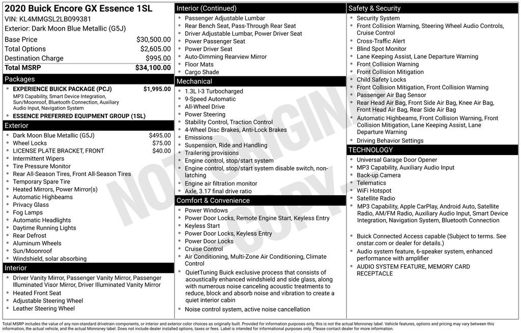 Used 2020 Buick Encore GX Essence w/ Experience Buick Package image 35