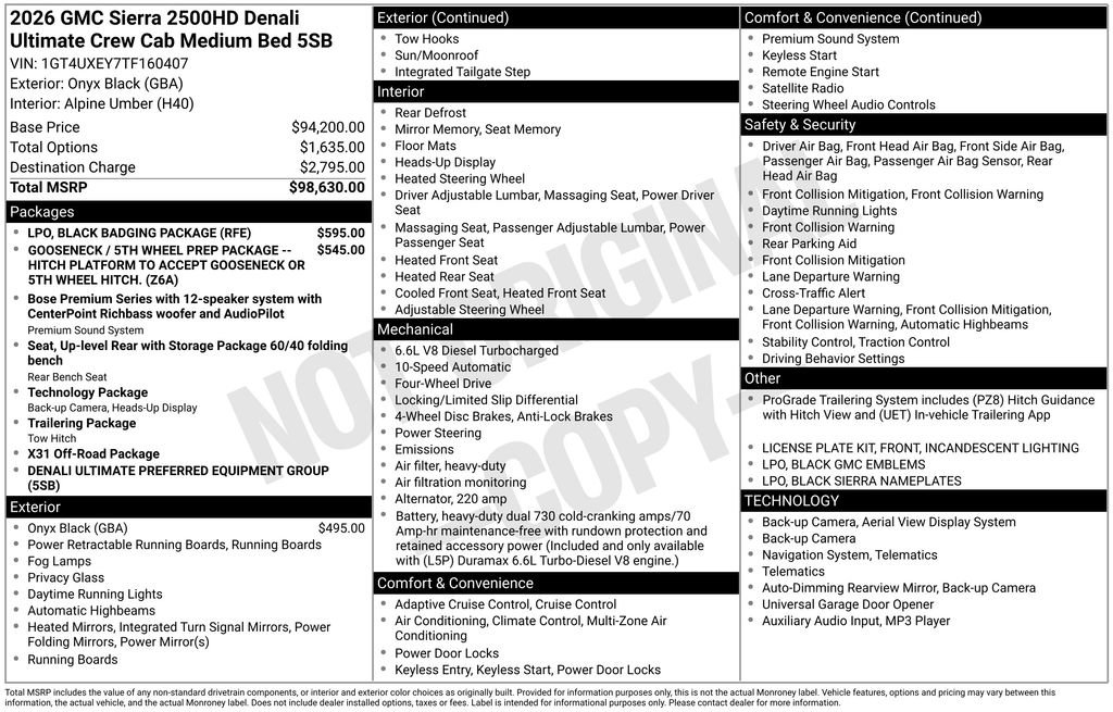 New 2026 GMC Sierra 2500 Denali Ultimate w/ LPO, Black Badging Package image 47