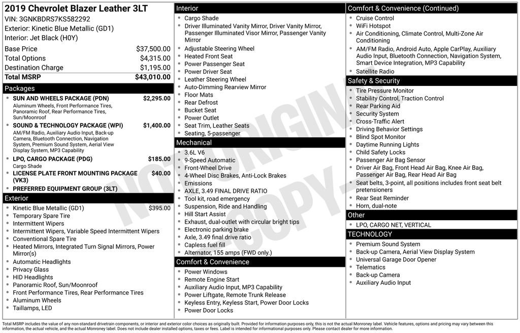 Used 2019 Chevrolet Blazer LT w/ Sun and Wheels Package FWD image 42