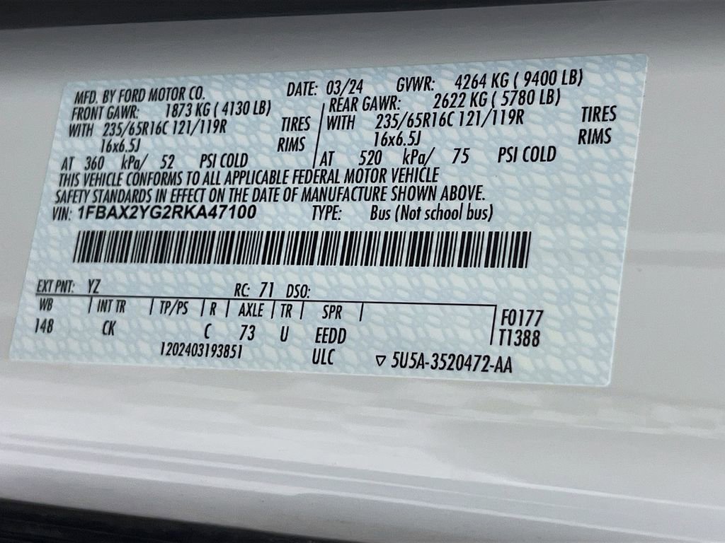 Certified 2024 Ford Transit 350 XLT RWD image 36
