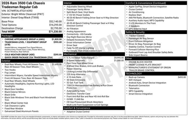 New 2026 RAM 3500 Tradesman w/ Chrome Appearance Group A AWD/4WD image 4