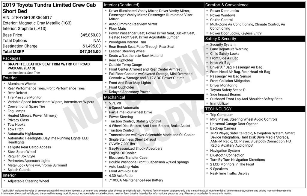Certified 2019 Toyota Tundra Limited AWD/4WD image 31