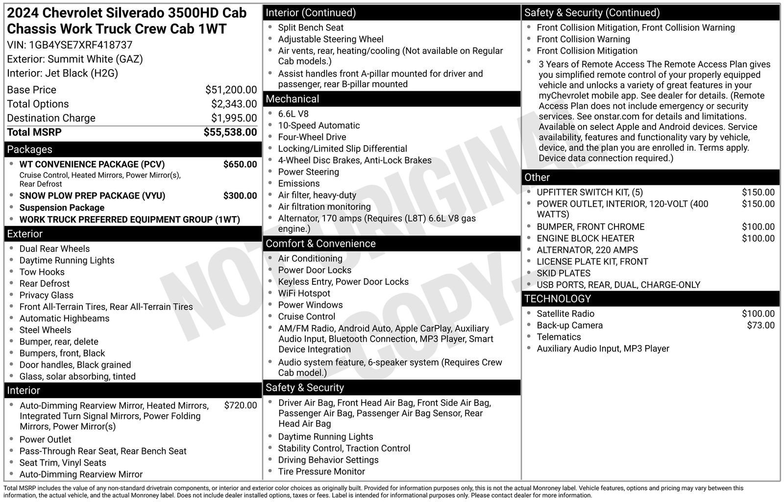 New 2024 Chevrolet Silverado 3500 W/T w/ WT Convenience Package AWD/4WD image 16