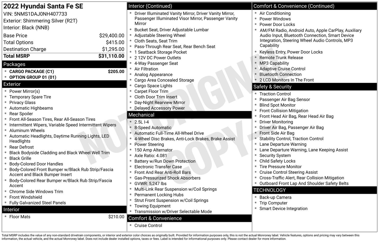 Certified 2022 Hyundai Santa Fe SE w/ Cargo Package image 28