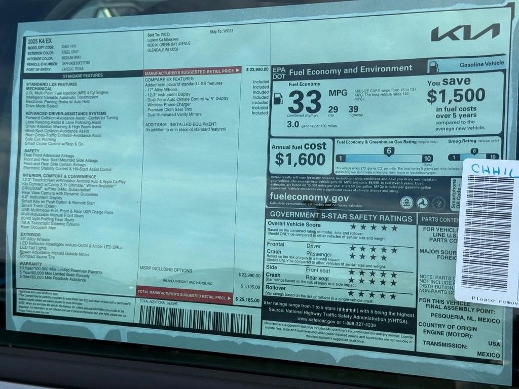 New 2025 Kia K4 EX image 19
