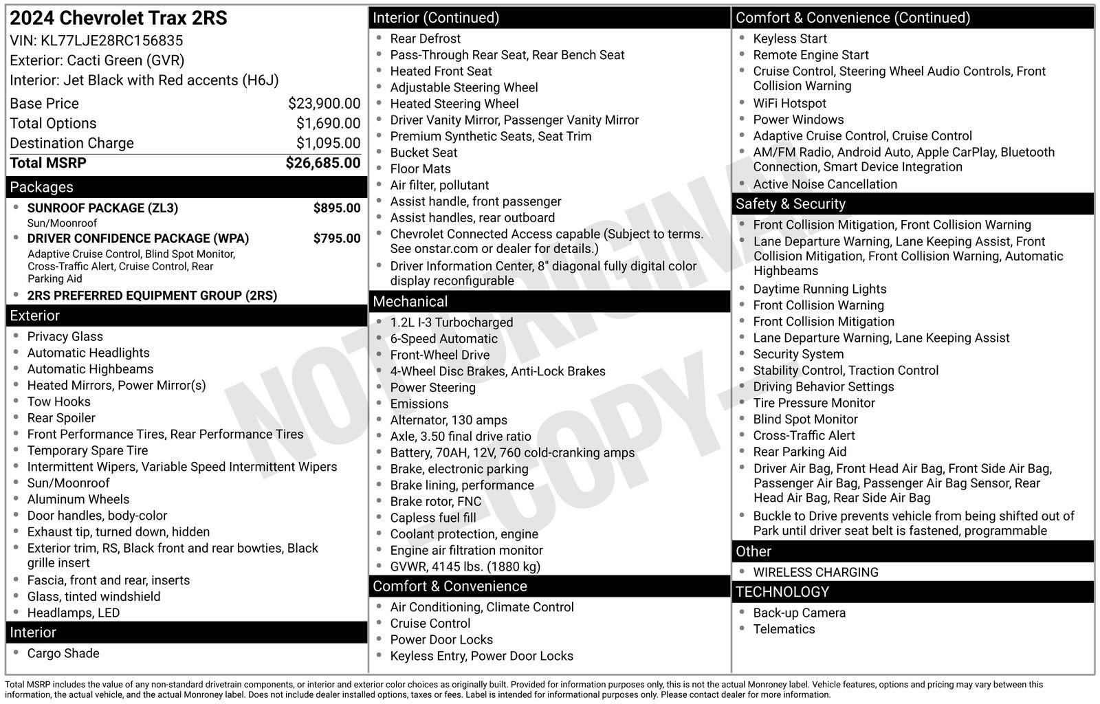 Used 2024 Chevrolet Trax RS w/ Sunroof Package image 13