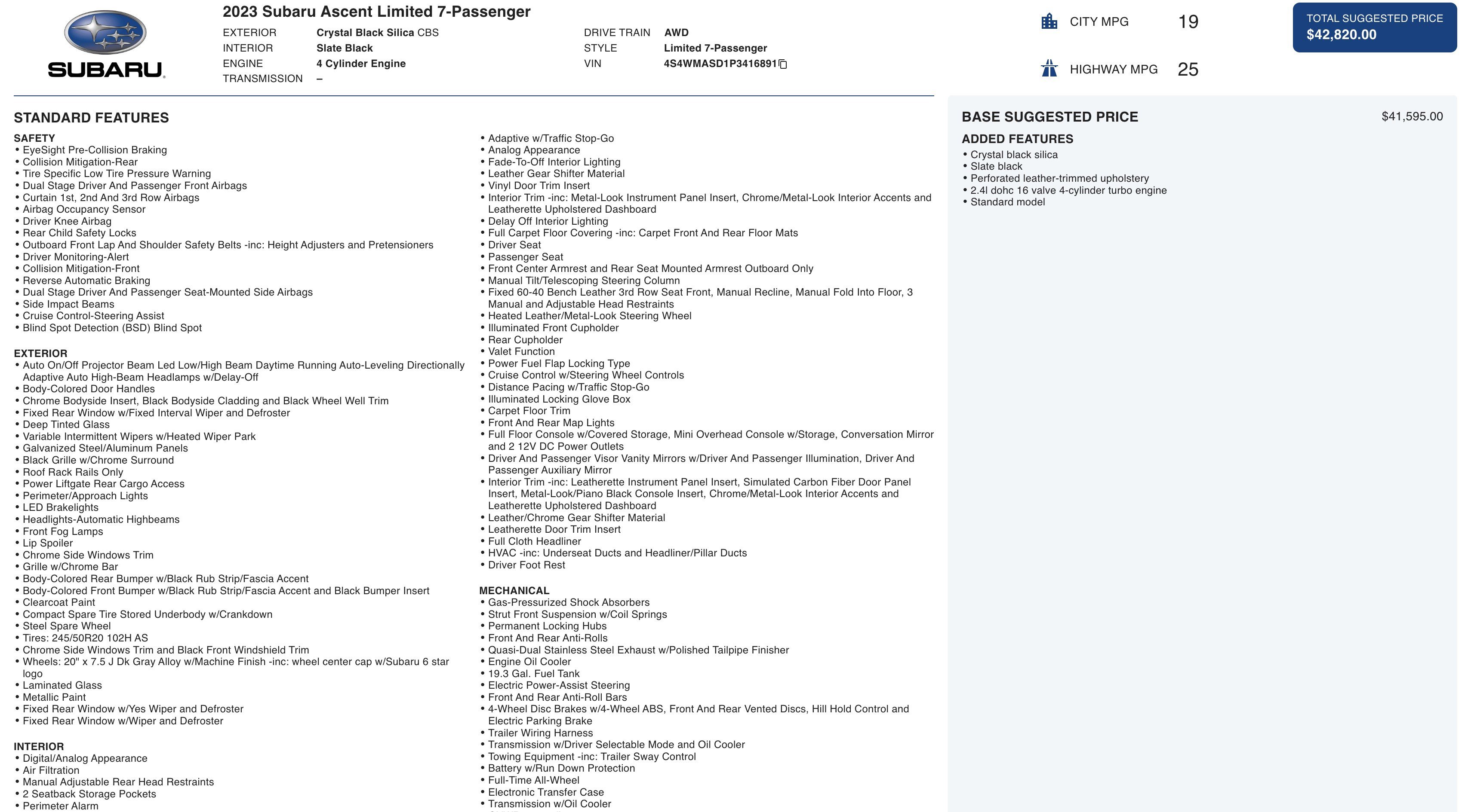Used 2023 Subaru Ascent Limited image 4