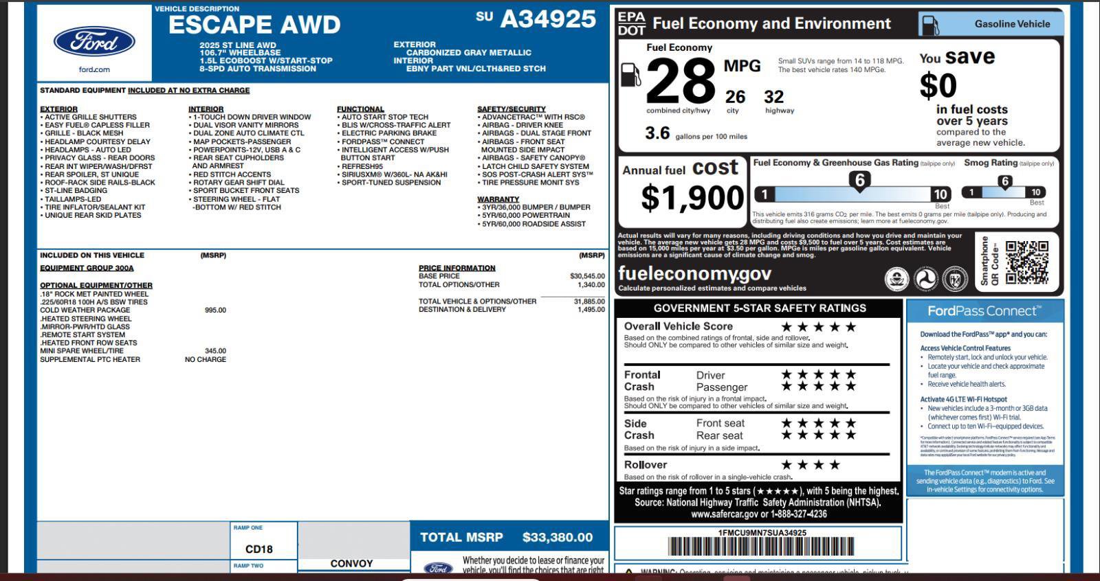 Used 2025 Ford Escape ST-Line w/ Cold Weather Package image 4