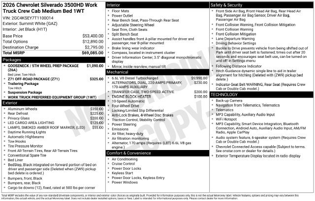 Certified 2026 Chevrolet Silverado 3500 W/T AWD/4WD image 30