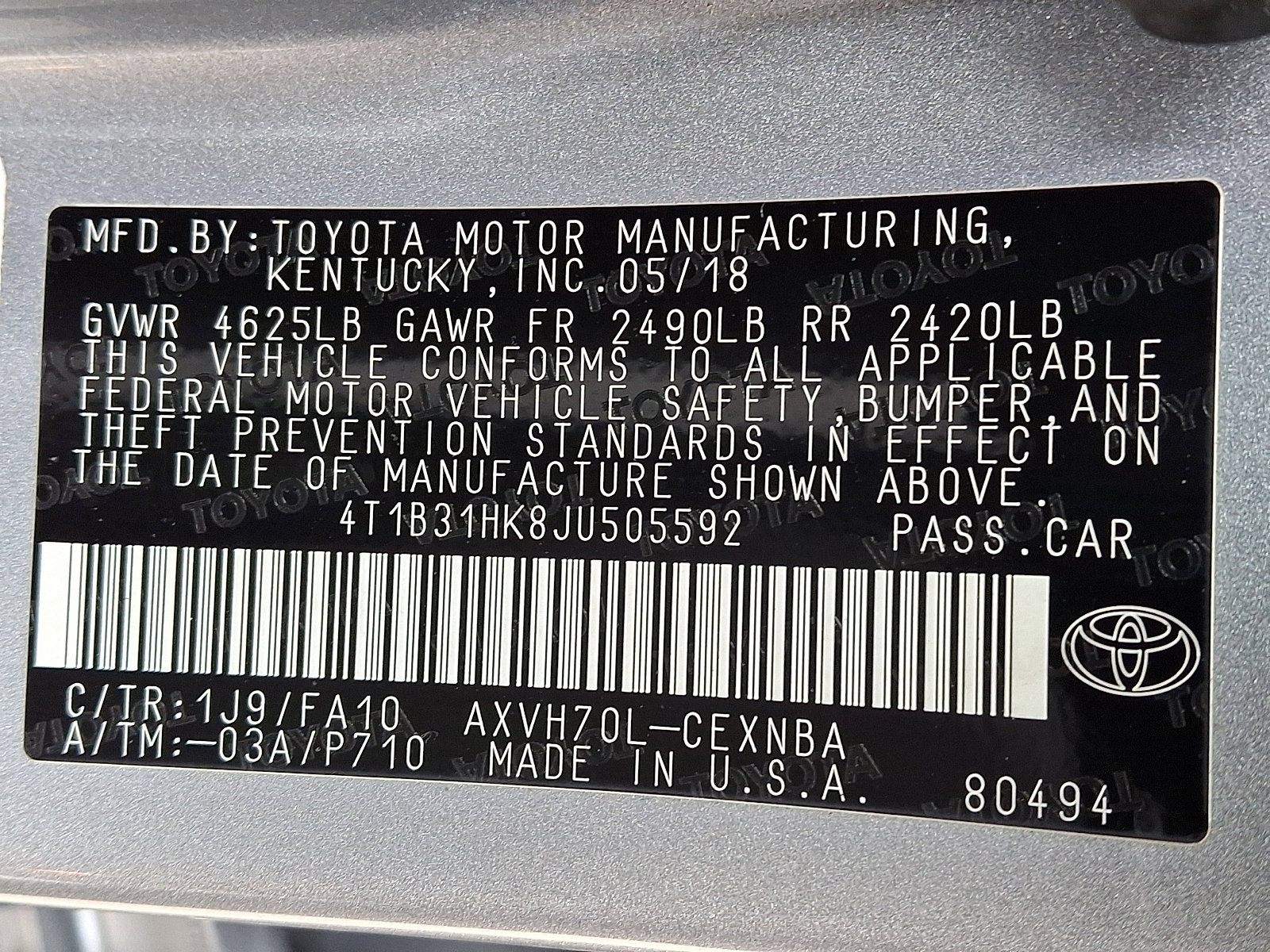 Used 2018 Toyota Camry LE w/ Protection Package (Q2) FWD image 26