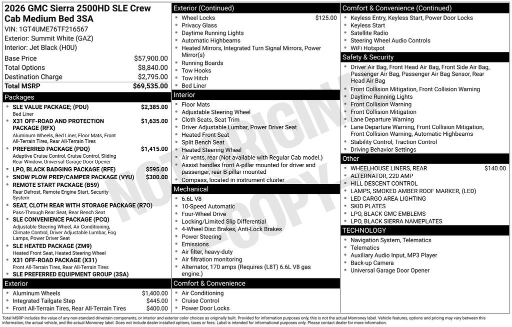 New 2026 GMC Sierra 2500 SLE w/ SLE Value Package; image 2