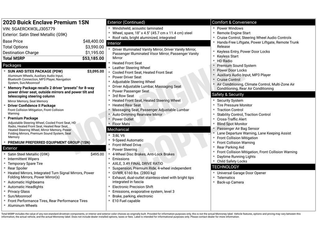 Used 2020 Buick Enclave Premium w/ Sun and Sites Package image 31
