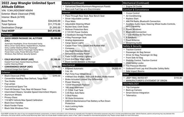Used 2022 Jeep Wrangler Unlimited Sport AWD/4WD image 3