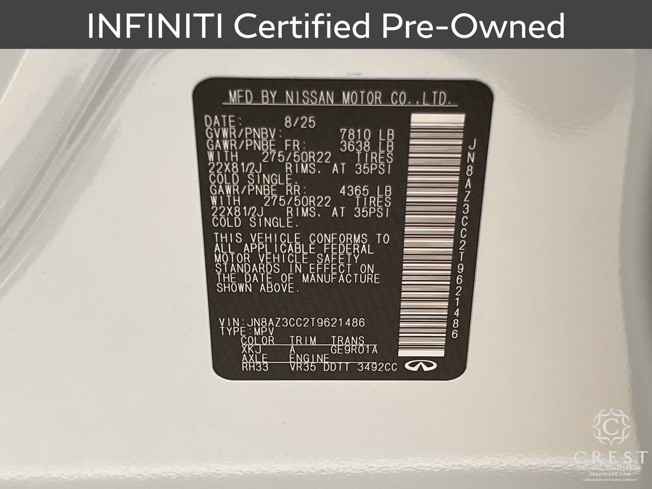 Certified 2026 INFINITI QX80 Autograph w/ Premium Cargo Package AWD/4WD image 34