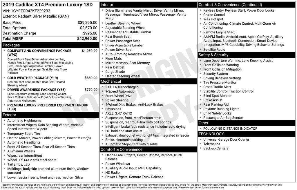 Certified 2019 Cadillac XT4 Premium Luxury FWD image 11