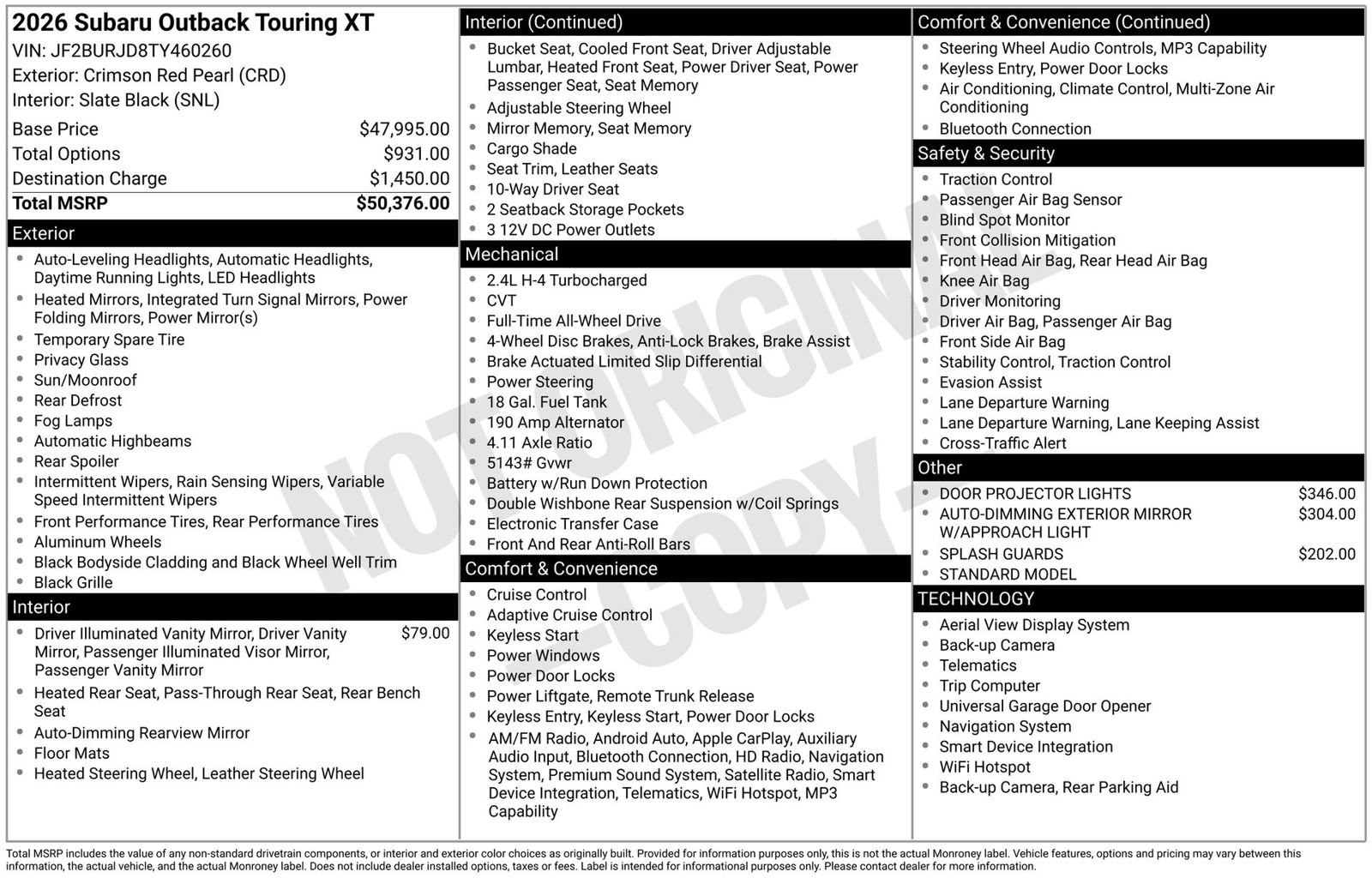 Certified 2026 Subaru Outback Touring XT AWD/4WD image 3