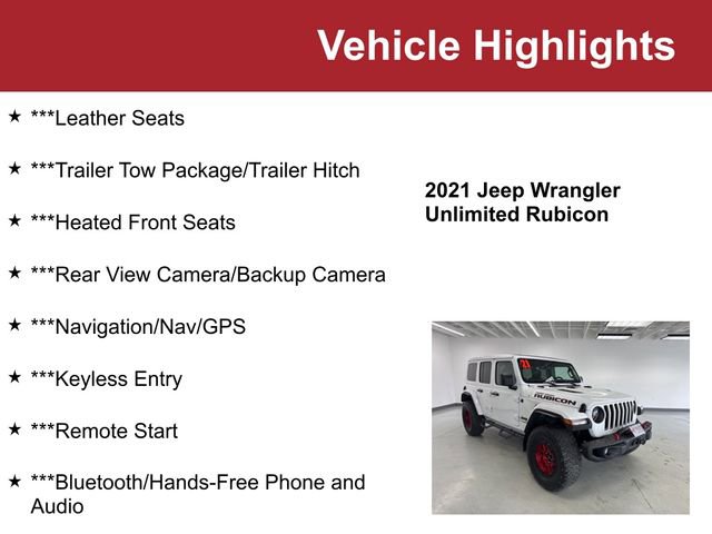 Used 2021 Jeep Wrangler Unlimited Rubicon w/ Uconnect 4C Nav & Sound Group image 2