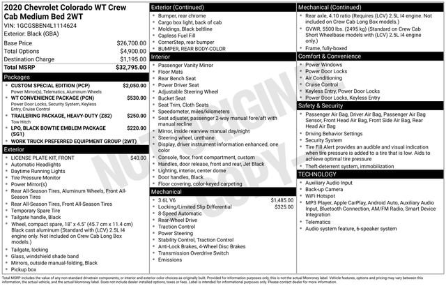 Used 2020 Chevrolet Colorado W/T w/ Custom Special Edition RWD image 4