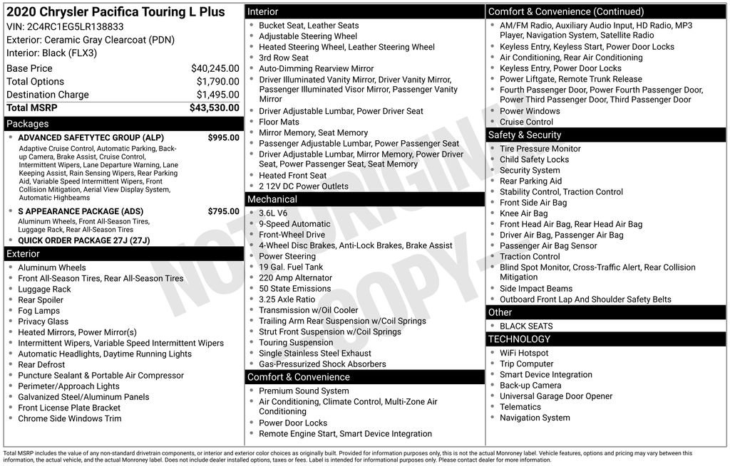 Used 2020 Chrysler Pacifica Touring-L Plus w/ Advanced Safetytec Group image 3