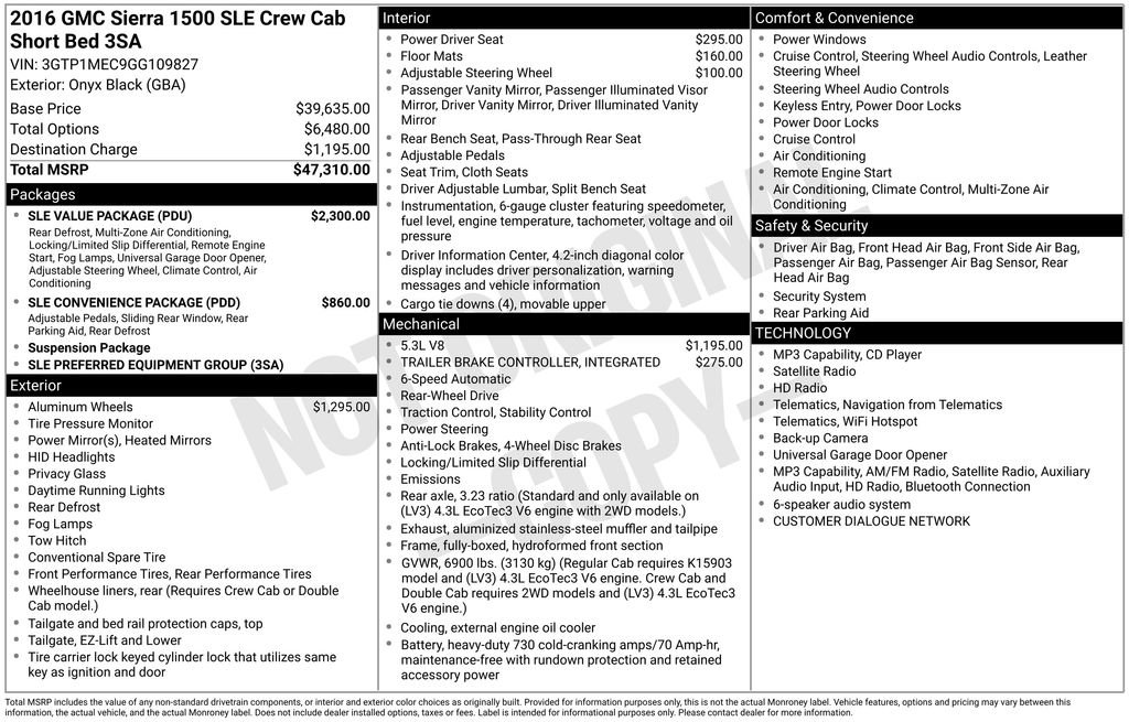 Used 2016 GMC Sierra 1500 SLE w/ SLE Value Package RWD image 34