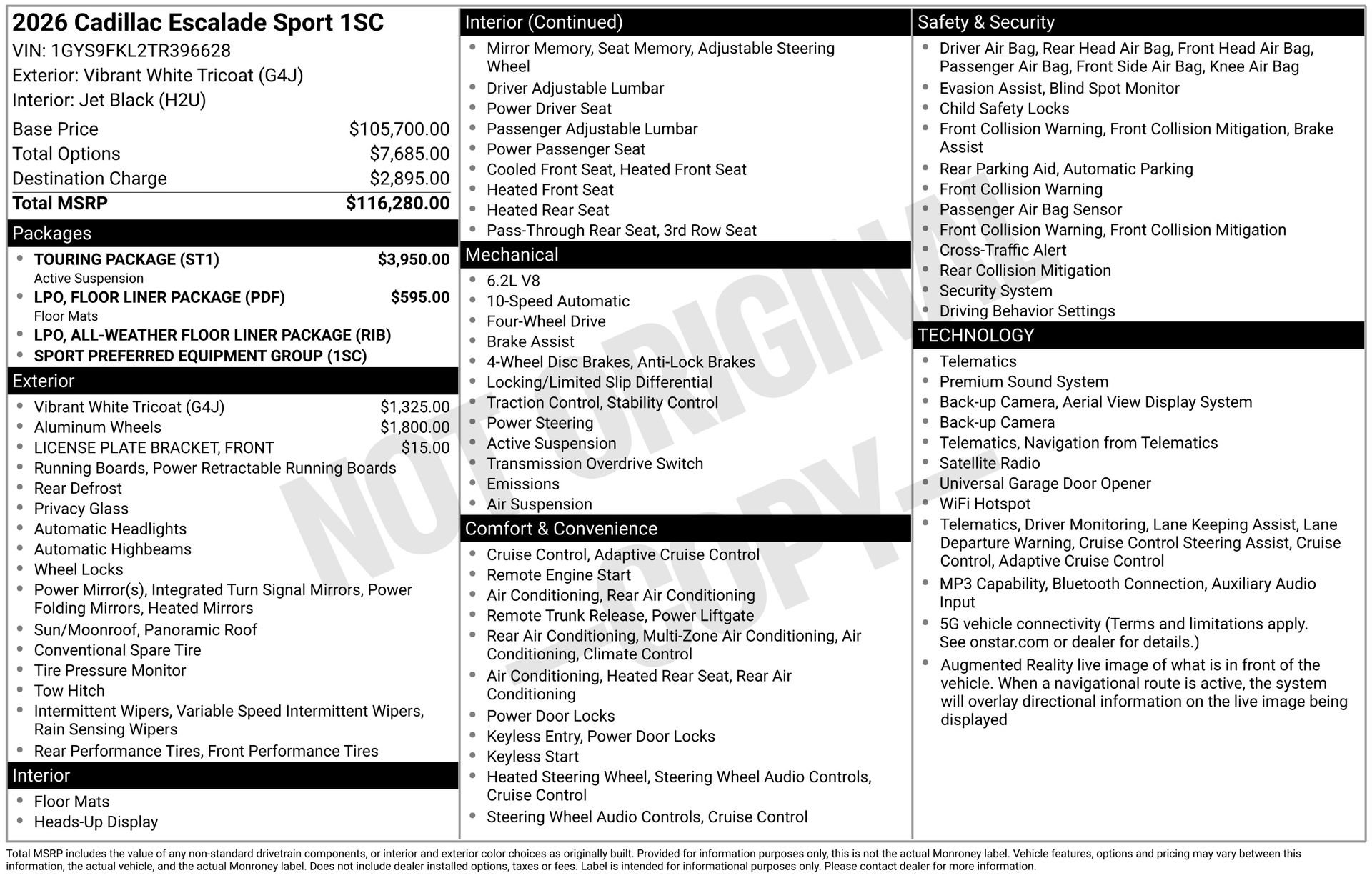 New 2026 Cadillac Escalade Sport w/ Touring Package AWD/4WD image 3
