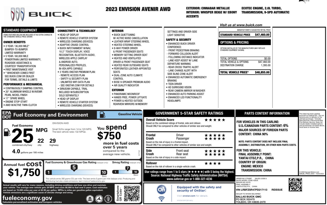 Used 2023 Buick Envision Avenir AWD/4WD image 56