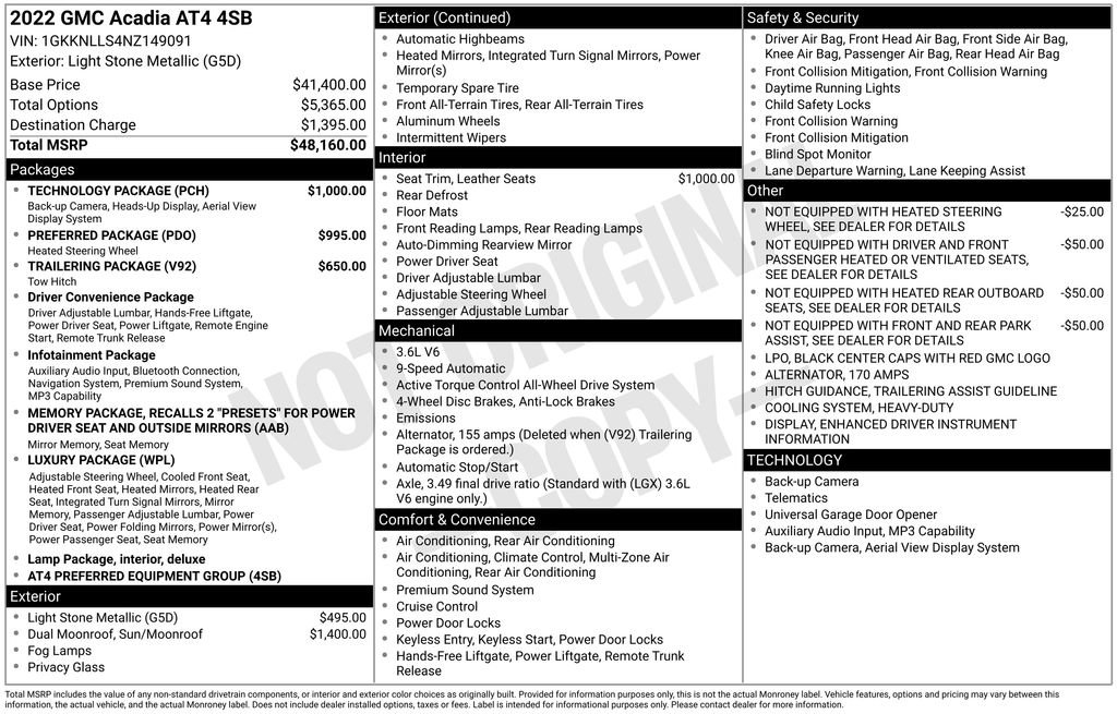 Used 2022 GMC Acadia AT4 w/ Technology Package image 10