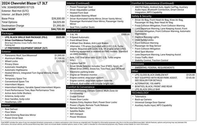 Certified 2024 Chevrolet Blazer LT w/ LPO, Black Grille Bar Package image 37