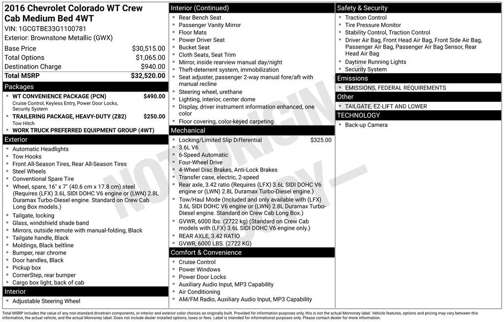 Used 2016 Chevrolet Colorado W/T w/ WT Convenience Package image 11