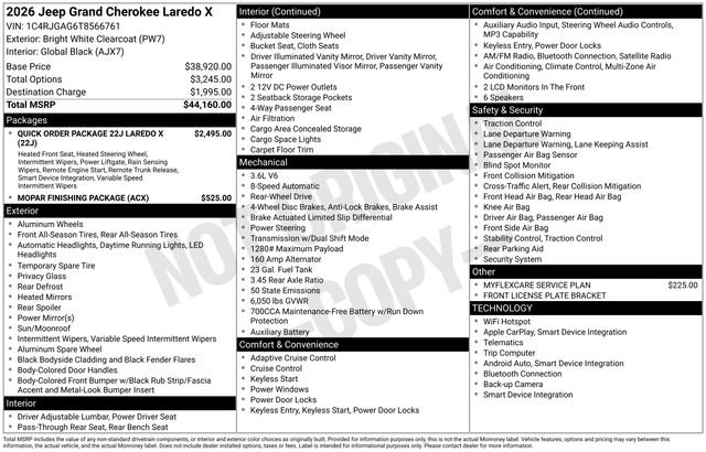 New 2026 Jeep Grand Cherokee Laredo X RWD image 18