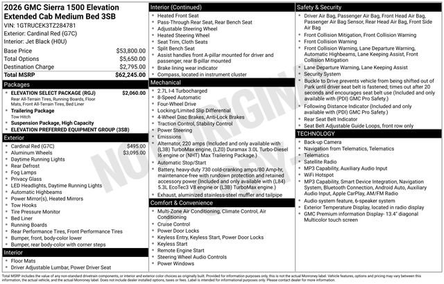 Certified 2026 GMC Sierra 1500 Elevation w/ Elevation Select Package AWD/4WD image 6