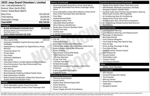 New 2025 Jeep Grand Cherokee L Limited w/ Black Appearance Package image 28