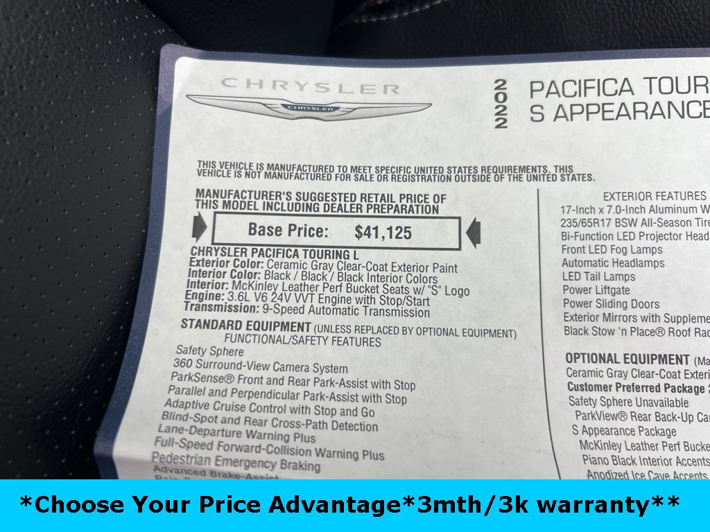 Certified 2022 Chrysler Pacifica Touring-L w/ S Appearance Package image 36