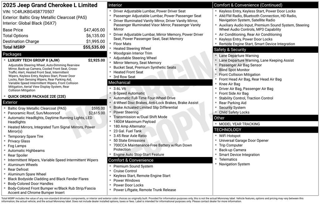 New 2025 Jeep Grand Cherokee L Limited w/ Luxury Tech Group II image 29