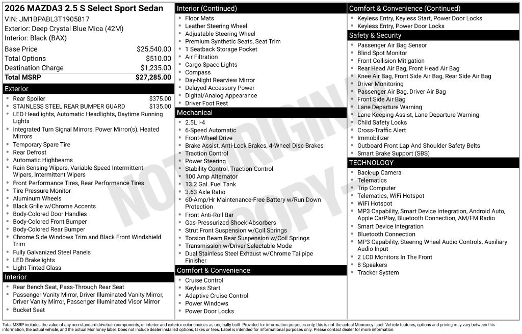 New 2026 MAZDA MAZDA3 s Sport FWD image 2