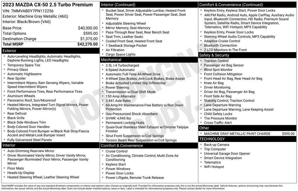 Used 2023 MAZDA CX-50 AWD 2.5 Turbo w/ Premium Pkg image 22